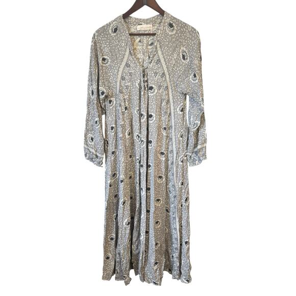 NATALIE MARTIN Fiore Maxi Dress Size Small Vintage Flowers Silver Boho Hippie - Picture 2 of 9